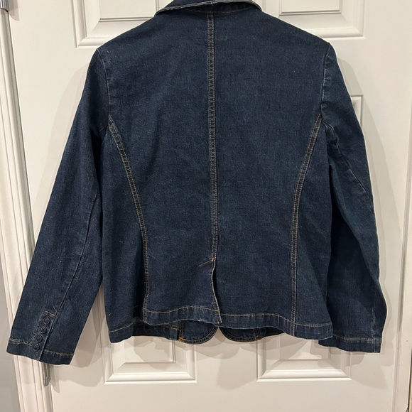 IZOD Vintage 90s Dark Denim Blazer size petite large - Picture 2 of 5
